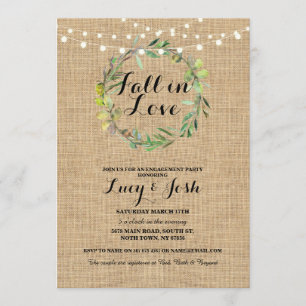Fall Love Wreath Fiançailles Floral Invitation