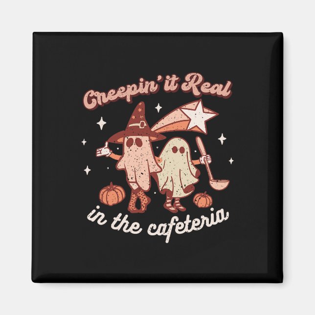Fall Lunch Lady Retro Halloween Cafeteria Pumpkin  Magnet (Front)