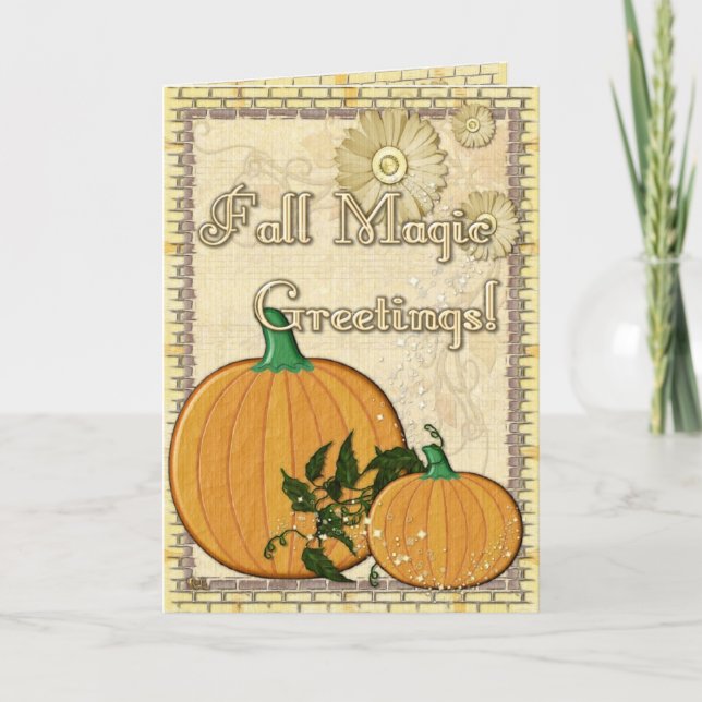 Fall Magic Folk Art Holiday Card (Front)