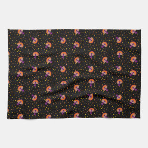 Fall magic mushrooms_black kitchen towel