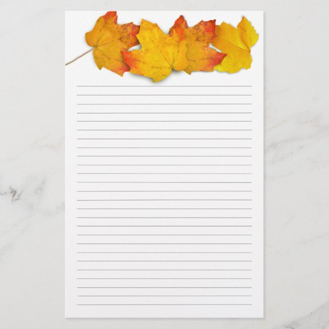 Fall Maple Leaf Border, Lined Writing Paper (Front)