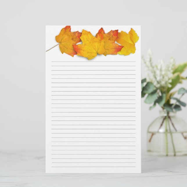 Fall Maple Leaf Border, Lined Writing Paper (Standing Front)