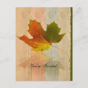 Fall Maple Leaf on Faux Handmade Paper Invitation
