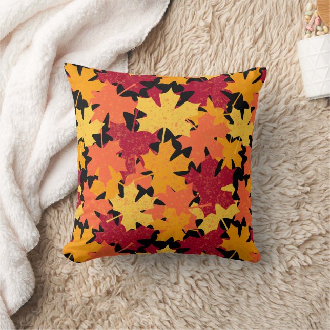 Fall Maple Leaf Pattern Throw Pillow (Blanket)