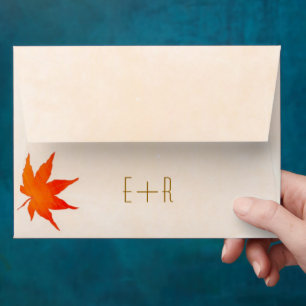 Fall Maple Leaf Pre Addressed Wedding Envelopes