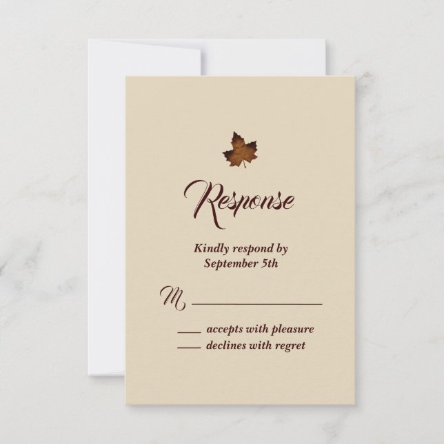 Fall Maple Leaf RSVP - beige Card (Front)