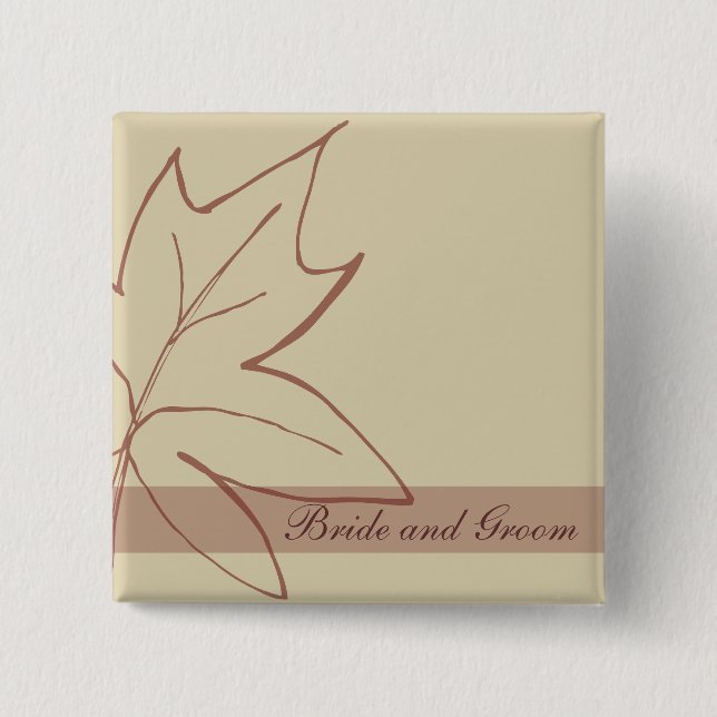 Fall Maple Leaf Wedding 2 Inch Square Button (Front)