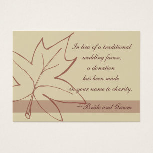 Fall Maple Leaf Wedding Charity Favour Card