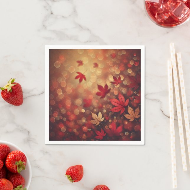 Fall Maple Leaves Bokeh Effect Decoupage Paper Napkin (Insitu)