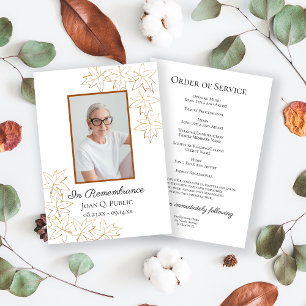 Fall Maple Leaves Edge Funeral Memorial Service Program