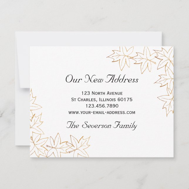 Fall Maple Leaves New Address Announcement (Front)