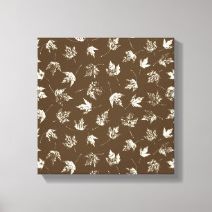 Fall Maple Leaves on brown - seamless pattern.   Canvas Print