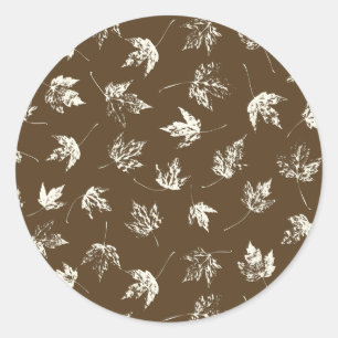Fall Maple Leaves on brown - seamless pattern. Classic Round Sticker