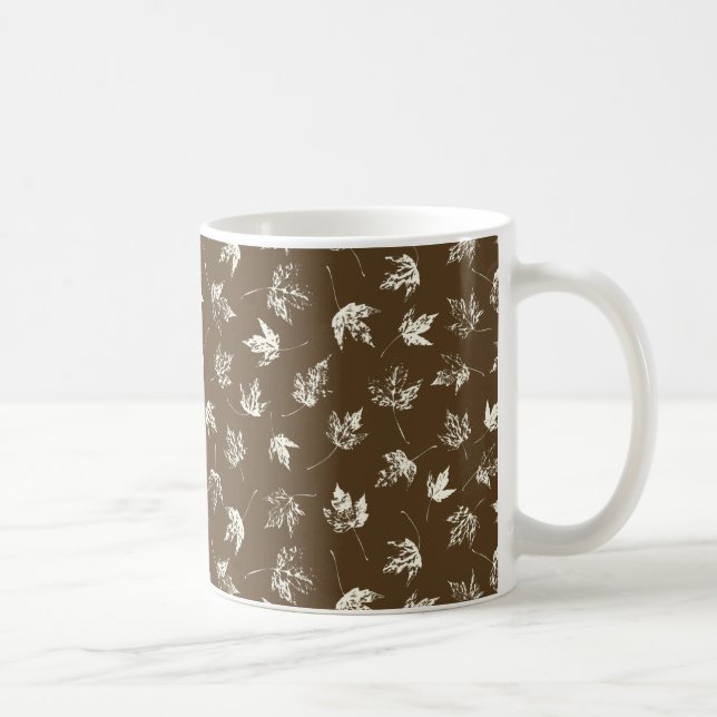 Fall Maple Leaves on brown - seamless pattern. Coffee Mug (Right)