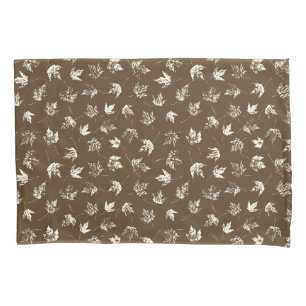 Fall Maple Leaves on brown - seamless pattern.   Pillowcase