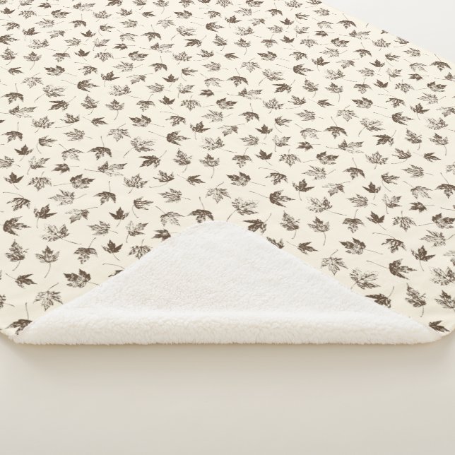 Fall Maple Leaves on cream - seamless pattern.  Sherpa Blanket (3/4)