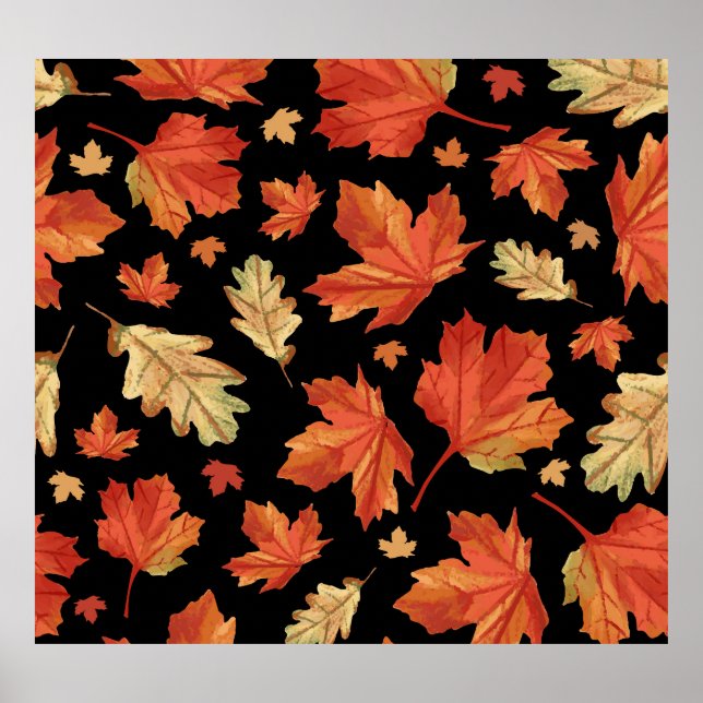 Fall Maple Leaves Thanksgiving Pattern Poster (Front)