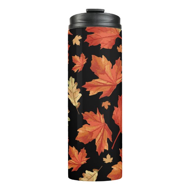 Fall Maple Leaves Thanksgiving Pattern Thermal Tumbler (Front)