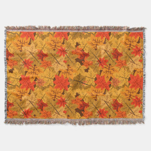 Fall Maple Leaves Throw Blanket