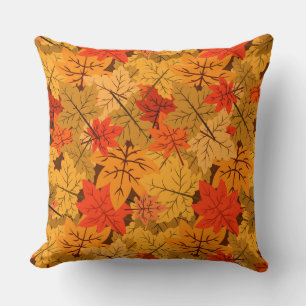 Fall Maple Leaves Throw Pillow