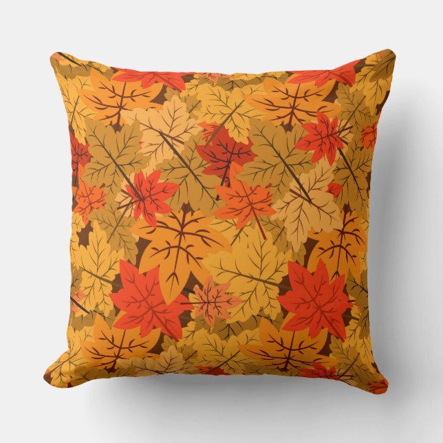 Fall Maple Leaves Throw Pillow (Front)