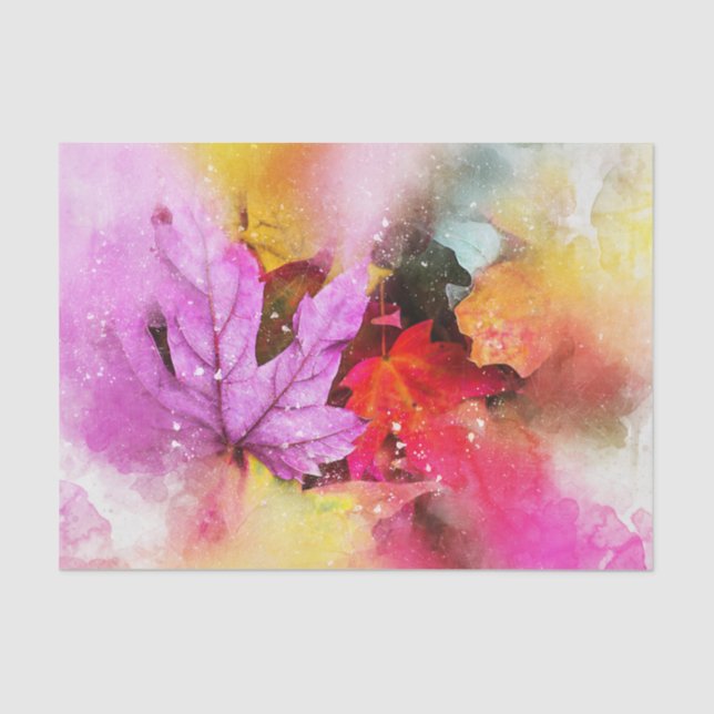 Fall maple leaves watercolor autumn pastel tissue paper (Front)