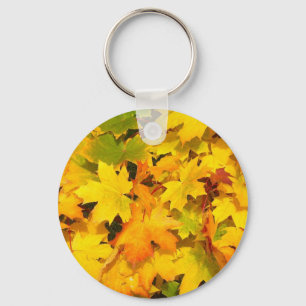 Fall Maple Leaves with Autumn Colours Keychain