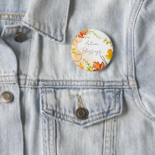Fall maple leaves with custom text  2 inch round button