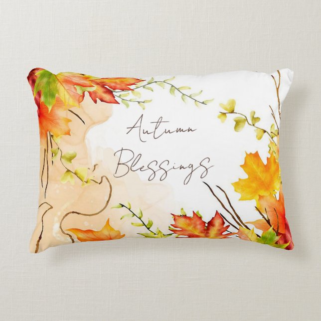Fall maple leaves with custom text    accent pillow (Front)