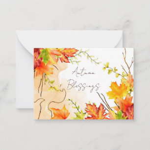 Fall maple leaves with custom text    card