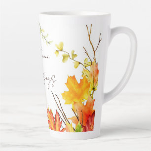 Fall maple leaves with custom text    latte mug