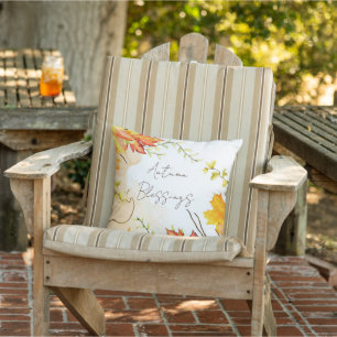 Fall maple leaves with custom text outdoor pillow