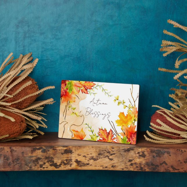 Fall maple leaves with custom text    plaque (Side)