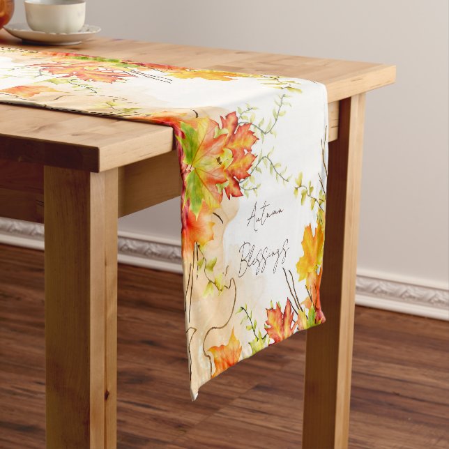 Fall maple leaves with custom text    short table runner (In Situ)