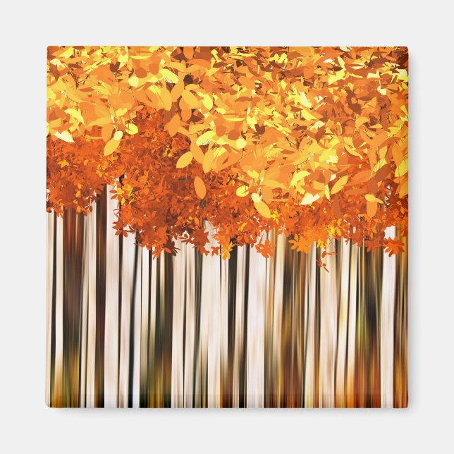 Fall maple tree forest artistic orange grey stripe magnet (Front)