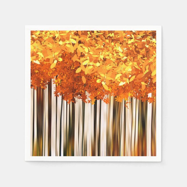 Fall maple tree forest autumn orange grey white napkin (Front)
