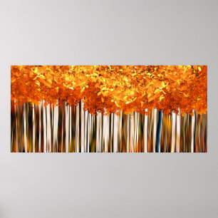 Fall maple tree forest modern autumn woods poster