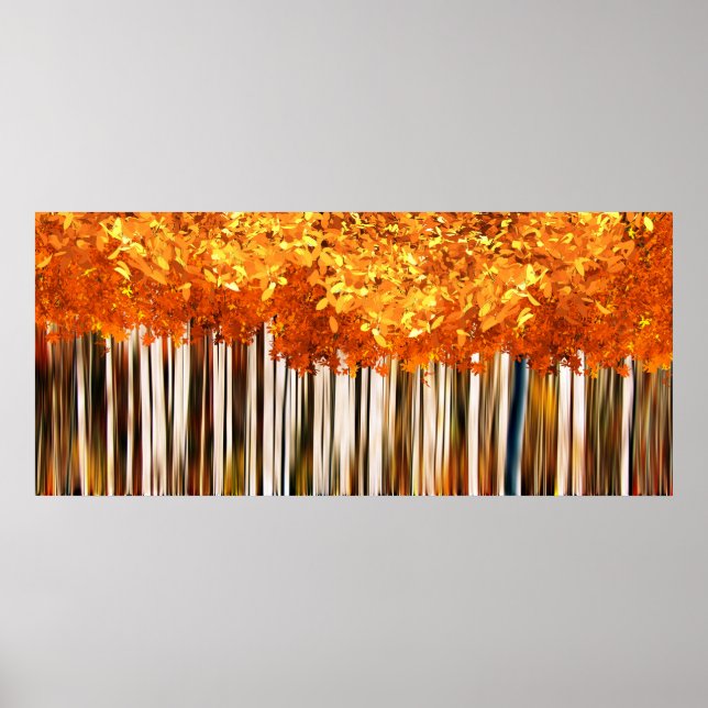 Fall maple tree forest modern orange gray woods poster (Front)