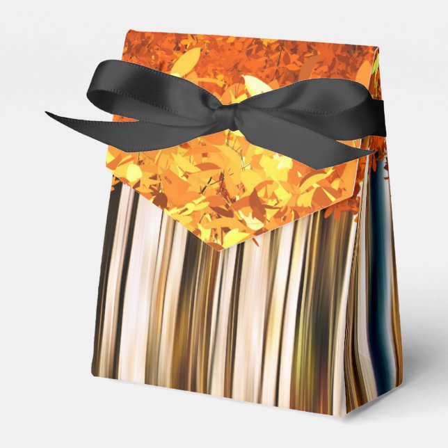 Fall maple tree forest modern woods orange grey favor box (Front Side)