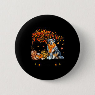 Fall Maple Tree Print Dog Lover Happy Thanksgiving 2 Inch Round Button