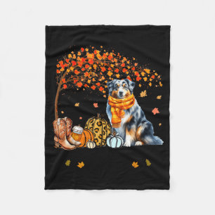 Fall Maple Tree Print Dog Lover Happy Thanksgiving Fleece Blanket