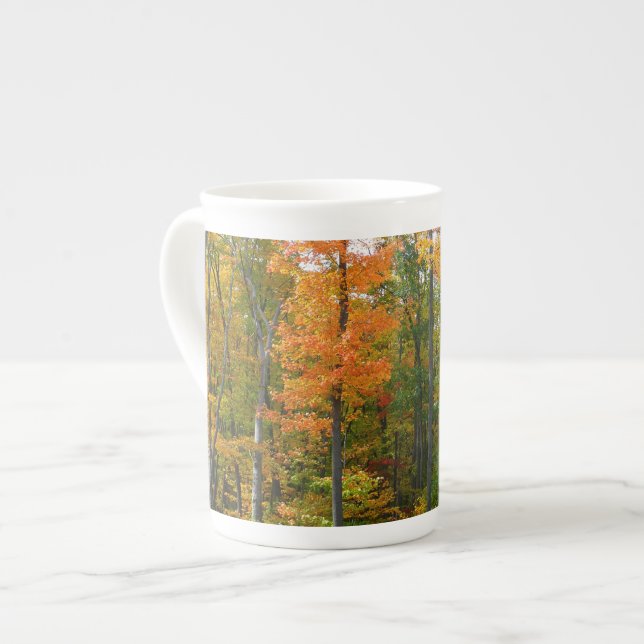 Fall Maple Trees Autumn Nature Photography Bone China Mug (Front Left)