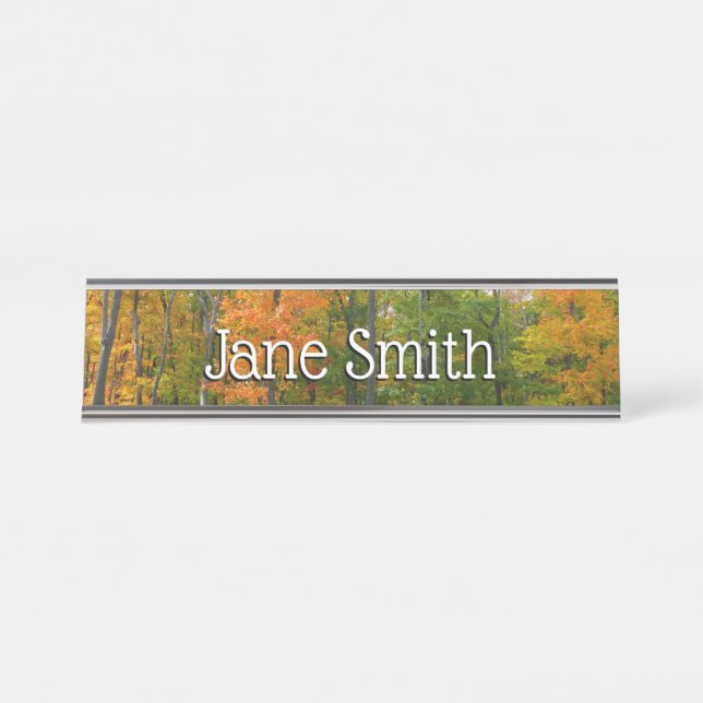 Fall Maple Trees Autumn Nature Photography Desk Name Plate (Front)