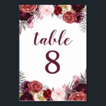 Fall Marsala Peony Wedding Table Number Cards<br><div class="desc">Fall Marsala Peony Wedding Table Number Cards - design features a white background with various peonies, roses, and other floral elements in shades of Marsala, burgundy, blush pink, grey and more. View the full matching collection link found on this page to complete the look for your event. You'll see a...</div>