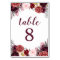 Fall Marsala Peony Wedding Table Number Cards