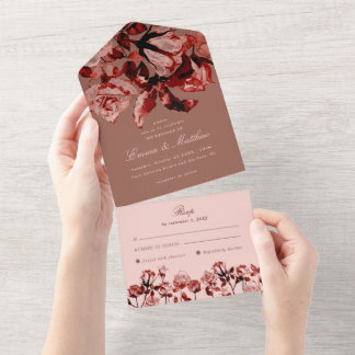 Fall Maximalist Wildflower Garden Elegance Wedding All In One Invitation