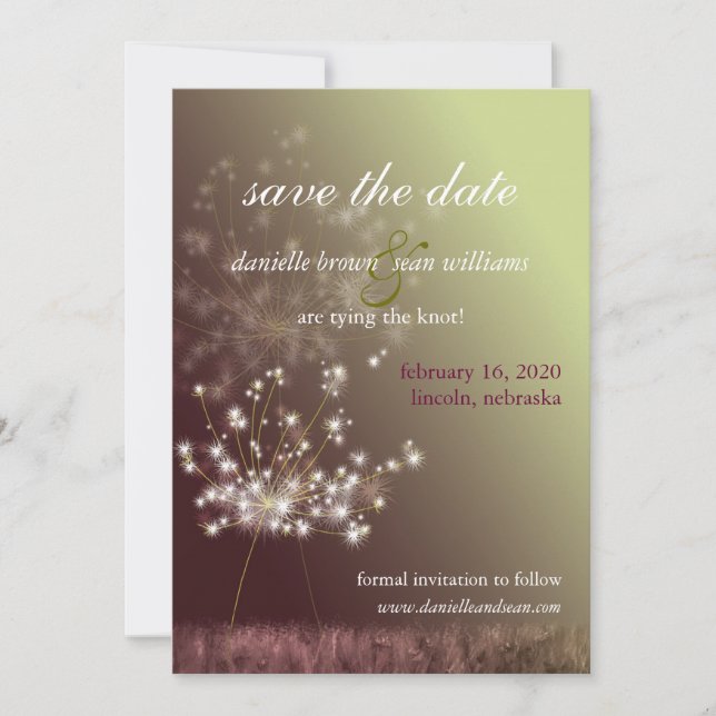 Fall Meadow Dandelion Wedding Save the Date (Front)