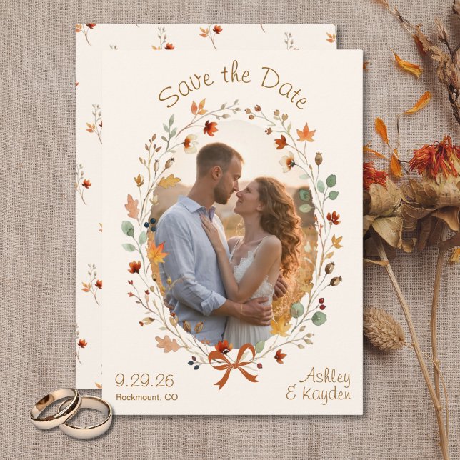 Fall Meadow Floral Photo Wedding Save the Date (Creator Uploaded)