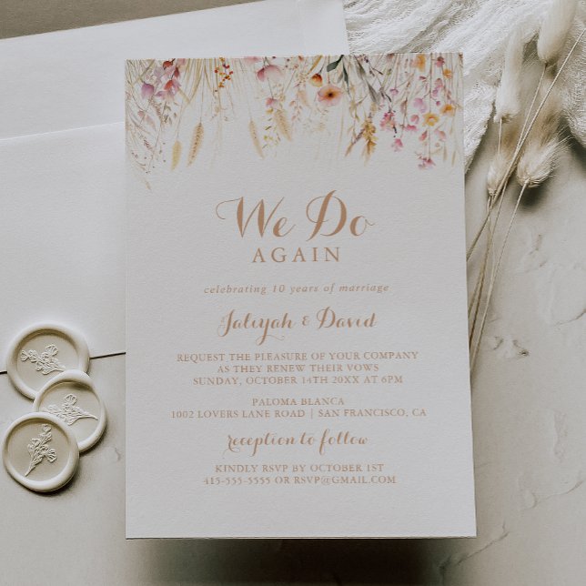 Fall Meadow Wild Floral We Do Again Vow Renewal Invitation (Creator Uploaded)
