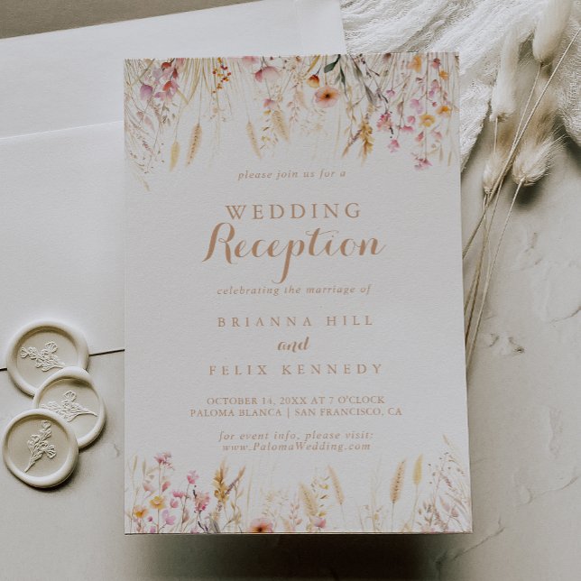 Fall Meadow Wild Floral Wedding Reception Invitation (Creator Uploaded)